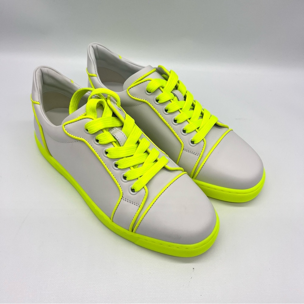 Christian Louboutin Fun Vieira Leather Sneakers Shoes Women White Neon Yellow